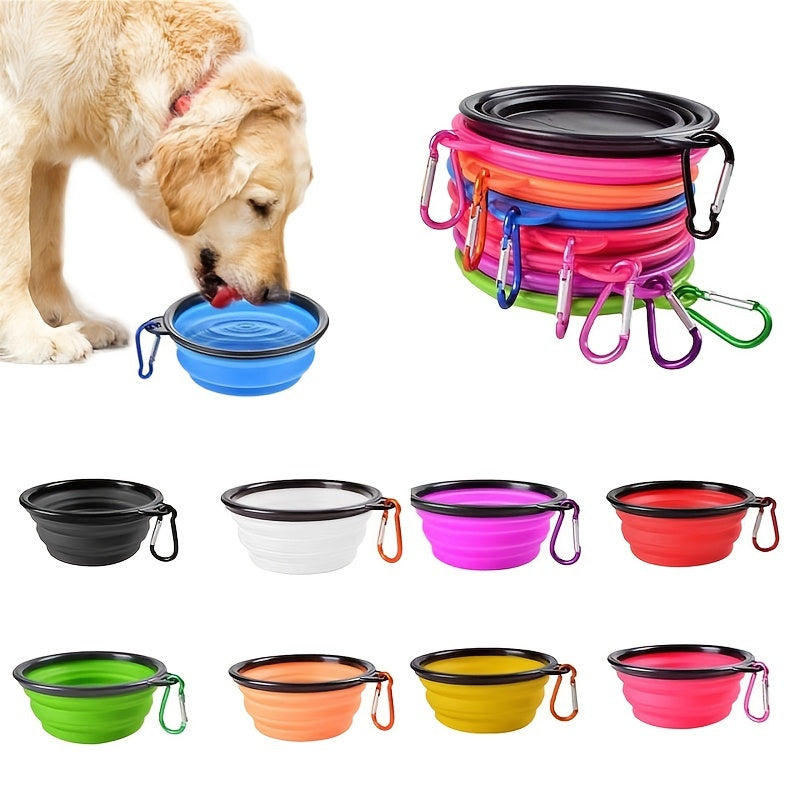 Portable Foldable Pet Bowl with Black Frame, 11.83oz TPR Dog Food Dish for Outdoors